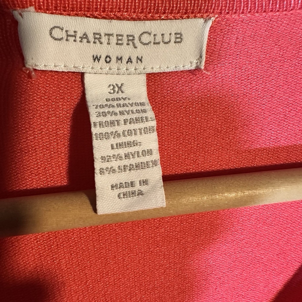 Charter Club Women's Cardigan Plus Size 3X Salmon Color Cotton Blend - Picture 6 of 7